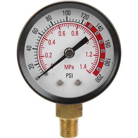Manometro radiale, manometro NPT da 1/8 di pollice, manometro per gas, olio, acqua, campo di misura 0-1,4 MPa, manometro da 0-200 psi (1/5)