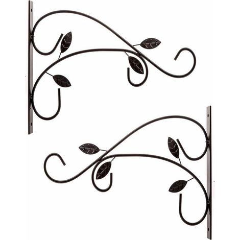 2 teiliger Balkon Wandpflanzkasten, Haken aus Schmiedeeisen, Blumentopfhaken mit Schrauben für Garten, Balkon, Laterne, Pflanzen, Dekoration (1/5)