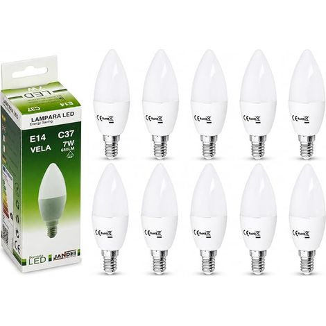 7W E14 C37 LED Bulbs 330o Aperture, Cool White Light 6000K Home, Office, Table Lamps, Bedrooms. (1/2)