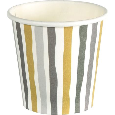Duni Schnapsgläser Pappe Stripes schwarz gold 60 ml Ø 5 x 5 cm - 20 Stück Becher/Deckel/Halter Kombi