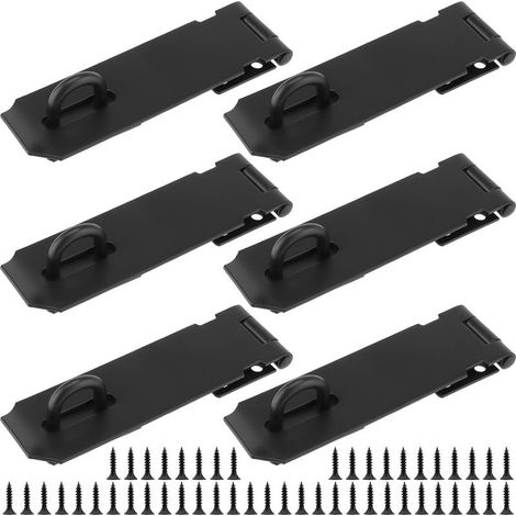 Set mit 6 schwarzen 12,7 cm Edelstahlriegeln und -clips inklusive Schrauben für Gartenhäuser, Garagen, Fenster und Schränke. (1/5)