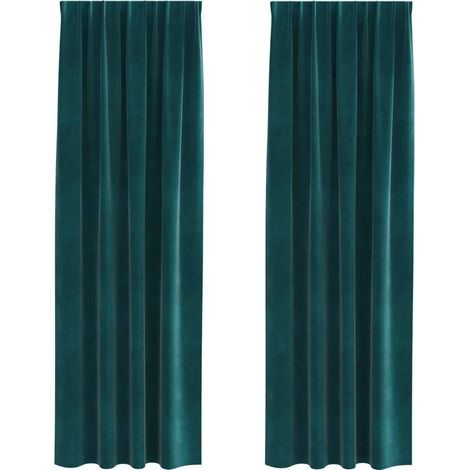 Rideaux occultants 2 pcs Vert foncé 140 x 260 cm Velours