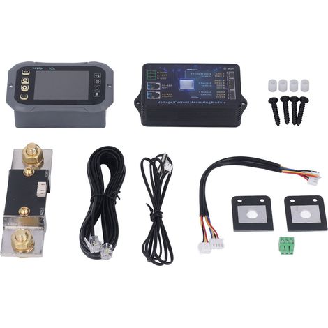 Moniteur de batterie 400A écran ultra-clair 2,4 pouces avec shunt, voltmètre ampèremètre 0-120V pour camping-car, bateau et panneau solaire (1/5)