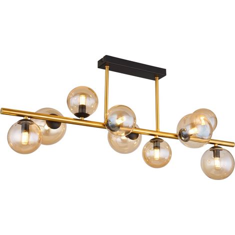 Globo - deckenleuchte - RIHA - gold - glas - buntglaslampe - G9 -