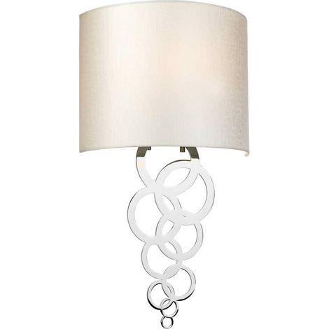 Lampada da parete a 1 luce Curtis Medium, cromo lucido, paralume in finta seta avorio (1/5)