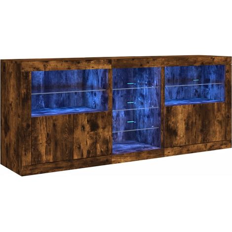 Sideboard mit LED-Leuchten Räuchereiche 181,5x37x67 cm vidaXL (1/5)