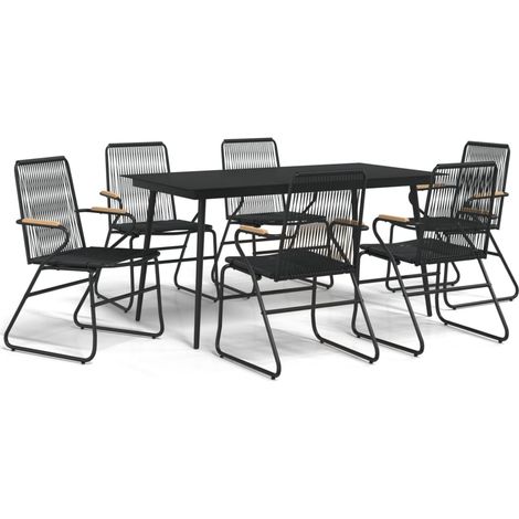 Maison Exclusive - 7-tlg. Garten-Essgruppe Schwarz PVC-Rattan