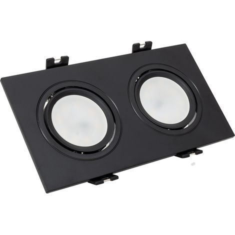 Foco Downlight Cuadrado Basculante GU10 6W Corte 75x150 mm PC No Flicker 3000K Negro Blanco Cálido