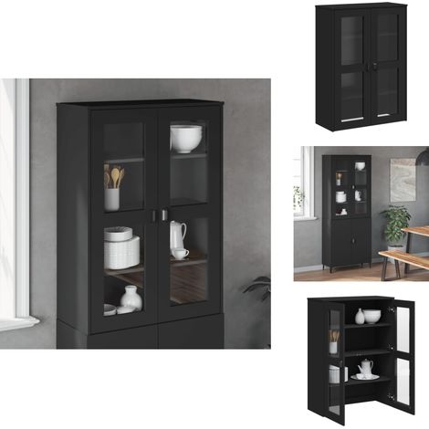 Aufsatz für Highboard VIKEN Schwarz Holzwerkstoff - Industriel Design - Sideboard Aufsatz - Regalaufsatz - TV Stand - Aufbewahrungslösung