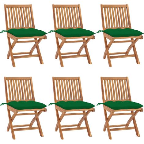Klappbare Gartenstühle mit Kissen 6 Stk. Massivholz Teak (1/5)