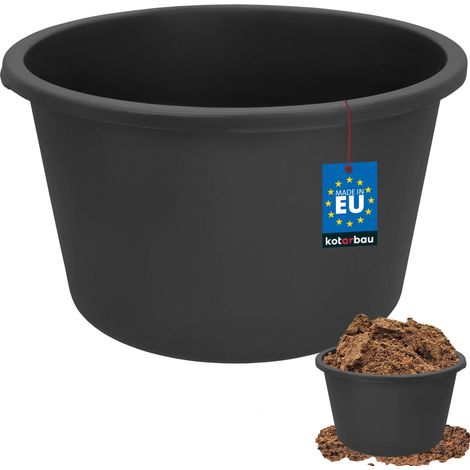 KOTARBAU® Kotarbau® Auge de Maçon 40 L - Auge Plastique Ronde - Bac À Mortier ⌀ 50 cm Bac Maconnerie - Seau Chantier - Bac Pour Jardin - Robuste Et Facile À entretenir - Noir (1/5)