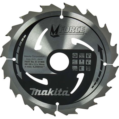 Makita - Lama per sega circolare per legno, 185x30 mm, 16 denti B-31968
