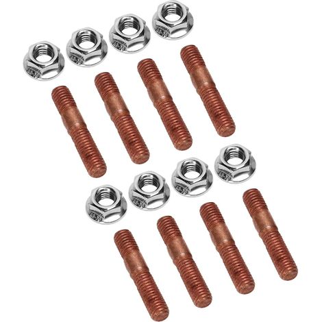 Kit de goujons turbo filetés 8 Pièces M8x1.25 Kit de Goujons Turbo Filetés 8 MM en Alliage Métallique Résistant à la Haute Pression Collecteur D'échappement Goujon Boulon écrou (1/5)