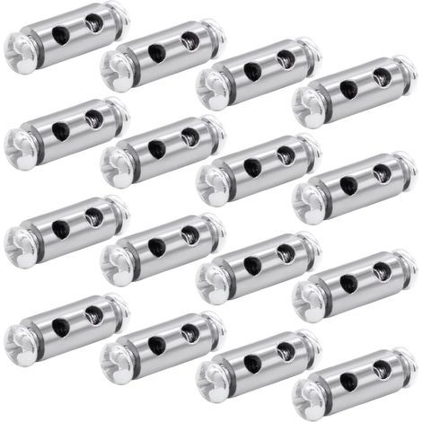 16 pcs Serre à Capuchon, Serre Cable Acier, Serre Cable Inox, pour câbles Double Extrémité en Fil d'Acier, Tendeur Cable Inox avec Écrous d’Extrémité pour Cordes à Rideaux, Cordes à Linge (1/5)