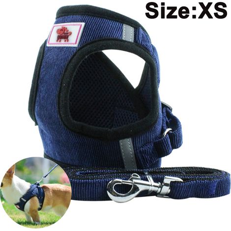 Harnais pour chien avec laisse, harnais de poitrine en maille douce pour chiens et chats de petite et moyenne taille, harnais-gilet réfléchissant, respirant et ajustable pour chiots. (1/4)