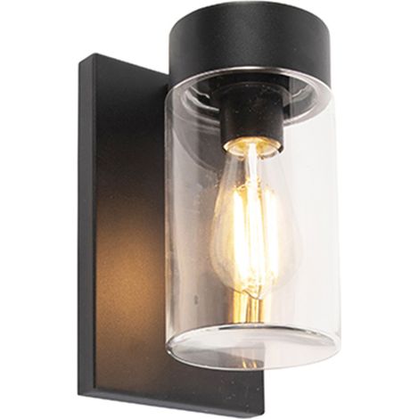 QAZQA Appliques jarra - Moderno - Acciaio inossidabile,Vetro - Nero - Cilindro/Allungato E27 Max. 1 x 7 Watt