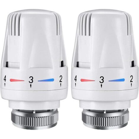 BUNTHAUS Lot de 2 têtes de radiateur thermostatiques M30 x 1,5, têtes de remplacement pour radiateurs à domicile et au bureau