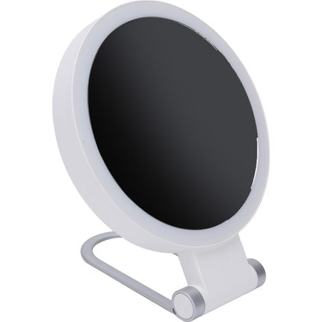 Miroir de maquillage LED double face, intensité variable en continu, grossissement 1x à 10x, avec poignée pliable (3000K, 5500K, 8000K). (1/5)