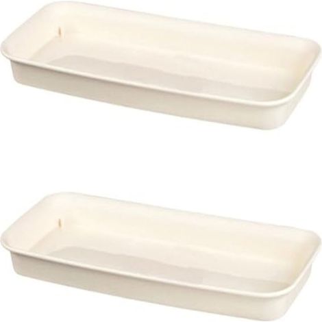Rechteckige Kunststoff-Auffangschale (2 Stück) für Zimmer- und Gartenpflanzen, ideal zum Auffangen von Wasser und Erde (beige, L)