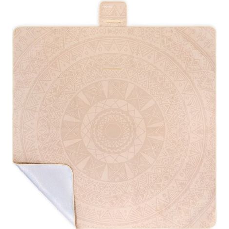 Beige Picknickdecke mit Mandala-Bohème-Muster - Hypermotion - XXL 200 x 200 cm - Modell HYP85 BOHO MAT (1/5)