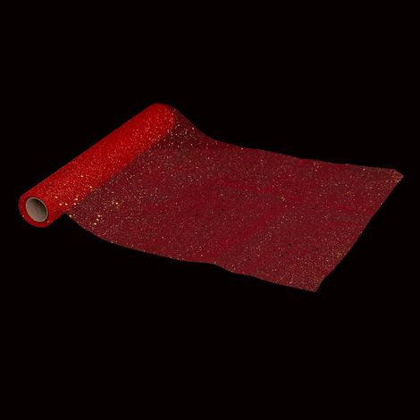 Tessuto olografico in tulle con paillettes 28x500cm rosso - Feeric lights & christmas (1/2)