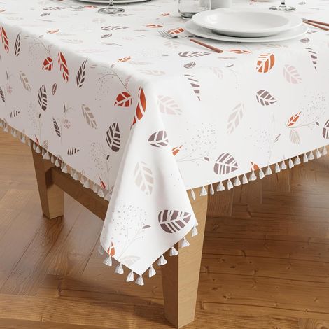 Stofftischdecke mit Fransen, wasserdicht, 140 x 180 cm