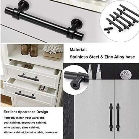 Set mit 2 schwarzen Badezimmerschranktürgriffen 192 mm (1/4)