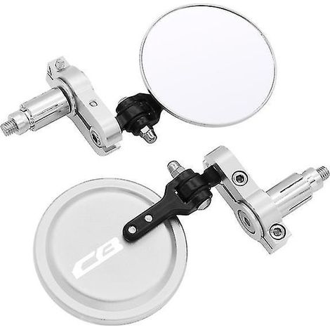 Runde, klappbare Motorradspiegel (7,6 cm / 3 Zoll) für Honda CB125R, CB650R, CB190R, CB250R, CB300R, CB400, CB500X und CB1000R – Lenkerenden – Silber (1/5)
