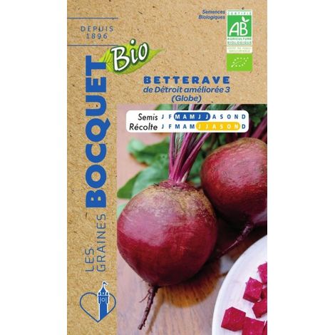 Betterave Globe de Détroit Bio- certifiée ECOCERT FR-BIO-01 - 5g