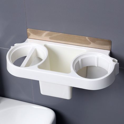 Support pour sèche-cheveux, étagère murale pour salle de bain, support de rangement pour sèche-cheveux (1/2)