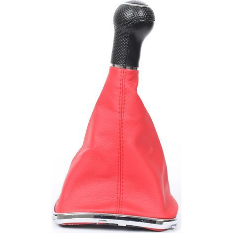 Individueller Schaltknauf für Volkswagen Golf 4, 12/23 mm Staubschutzkappe, integriertes Schaltgestänge-Zubehör, galvanisiertes rotes Leder, großes Loch, 6 Gänge, ein Set. (1/4)