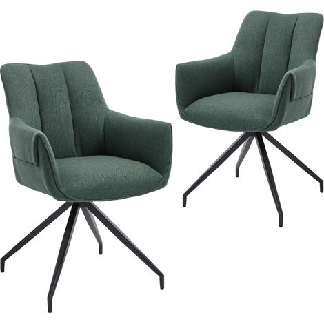 CHAIRUS Dinging Chairs 2Pcs Linen Modern Simple Kitchen Chairs with Comfortable Backrest Swivel Armchairs for Living Room Restaurant, Green