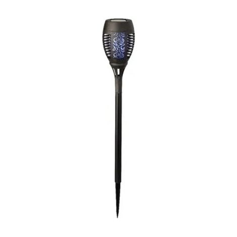 Torcia solare LED da giardino nera effetto fiamma Ø10 × H49 cm