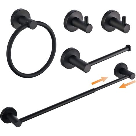 Anneau Porte Serviettes Inox Noir Givré 304 Mural (1/4)