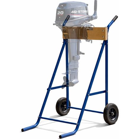 Relaxdays Supporto per fuoribordo, stoccaggio e trasporto, gambo lungo fino a 100 kg, supporto in acciaio, blu