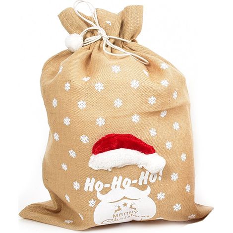 Sacco natalizio in juta con simboli e decorazioni natalizie -Cappello (1/3)