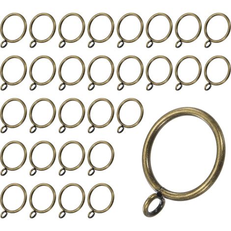 30 anneaux de rideaux en bronze vert avec œillet, anneaux métalliques antirouille pour tringle à rideaux, anneaux de rideaux de 32 mm de diamètre intérieur pour suspendre rideaux et chapeaux (1/5)