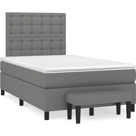 Cama box spring con colchón tela gris oscuro 120x190 cm (1/5)