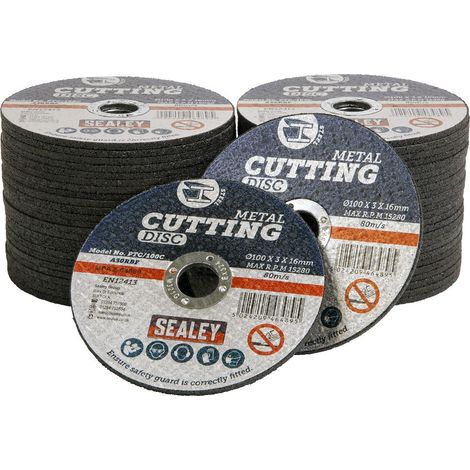 Sealey 100 x 3mm Cutting Disc 16mm Bore - Pack of 50 PTC/100C50