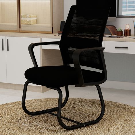 Chaise de bureau minimaliste en métal, dossier en mesh, noire HAVRYA (1/5)