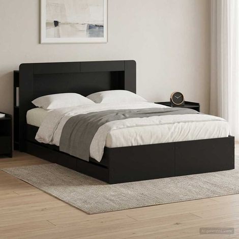 Estructura de cama con almacenamiento Negro 150 x 200 cm (1/5)