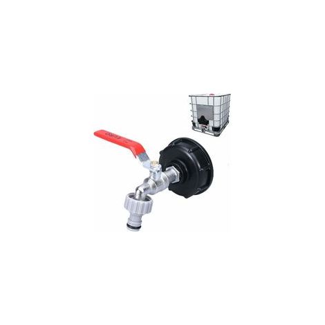 Robinet Cuve 1000L Avec Adaptateur Robinet Tuyau Arrosage, S60X6 IBC Raccord Robinet, Robinet de Jardin pour Recuperateur Eau de Pluie (Adaptateur en plastique 1/2")-