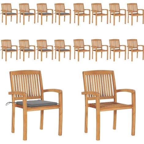 Sillas de jardín apilables 8 uds madera de teca con cojines - Sillas de jardín de madera - Sillas de comedor de teca