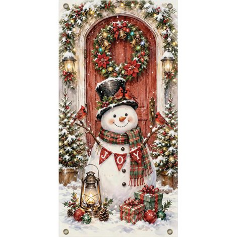 Stickers de porte de Noël, décorations suspendues, décorations de fête, décors de fond, tapisseries de porte, bannières de porte - 90 x 180 cm (perforation + ruban) - 61