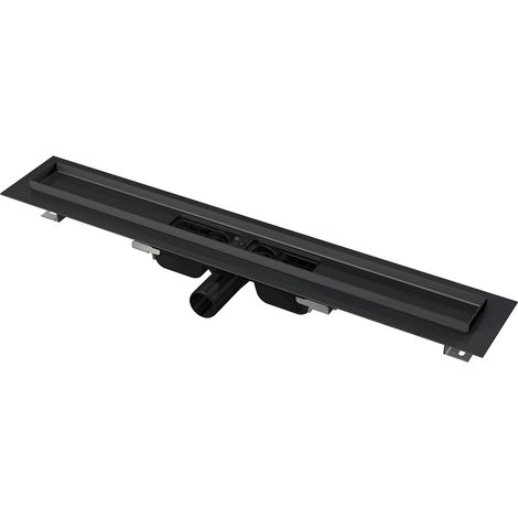 Alcadrain APZ101BLACK Low Duschrinne mit Rand für den perforierten Rost, Schwarz-Matt 300 mm (1/3)