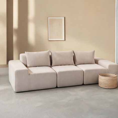 Canapé beige en chenille polyester 320 x 107 x 72 cm (1/5)