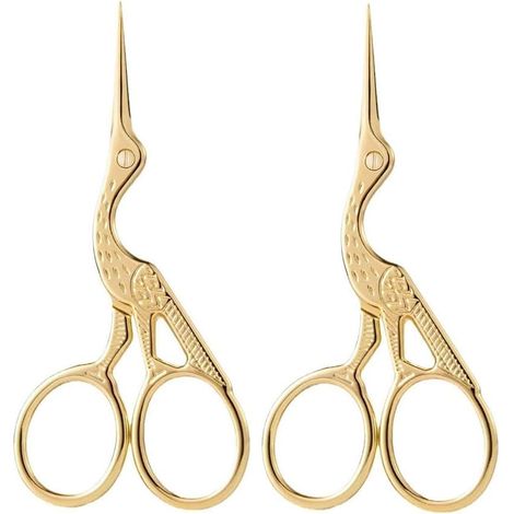 2Pcs Ciseaux Broderie Grue Ciseaux Couture Vintage Petit Ciseaux En Acier Inoxydable Pour Tissu Fil Ciseaux Scrapbooking Mini Ciseaux De Couture Ciseau Couture Accessoires Artisanat Doré (1/5)