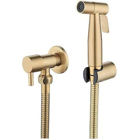 Douchette de bidet en acier inoxydable, ensemble de douchette de bidet, douchette de robinet pour toilettes (doré) (1/3)