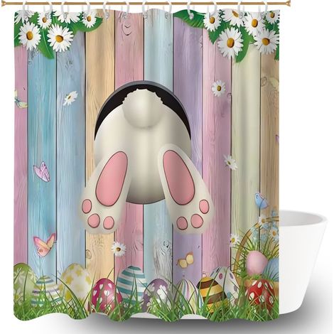 Kit rideau de douche en polyester 180x180 Élégant bâche de douche pour maison de campagne (1/5)