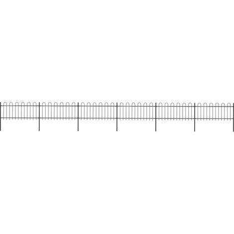 Clôture de jardin,Barrière de jardin,Portail de jardin avec dessus en cerceau Acier 10,2x0,8 m Noir CNENE399064 (1/5)